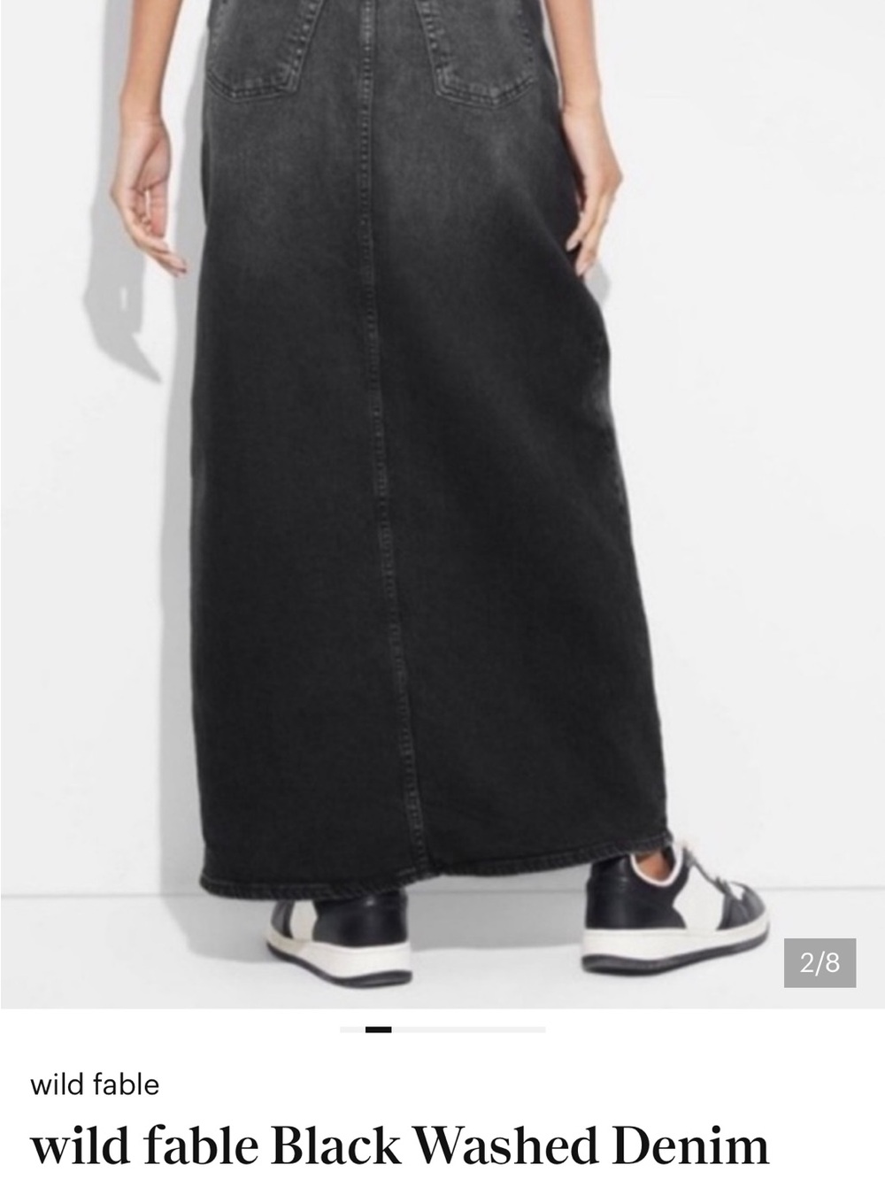 wild fable Black Washed Denim Maxi Skirt - Long Casual Style